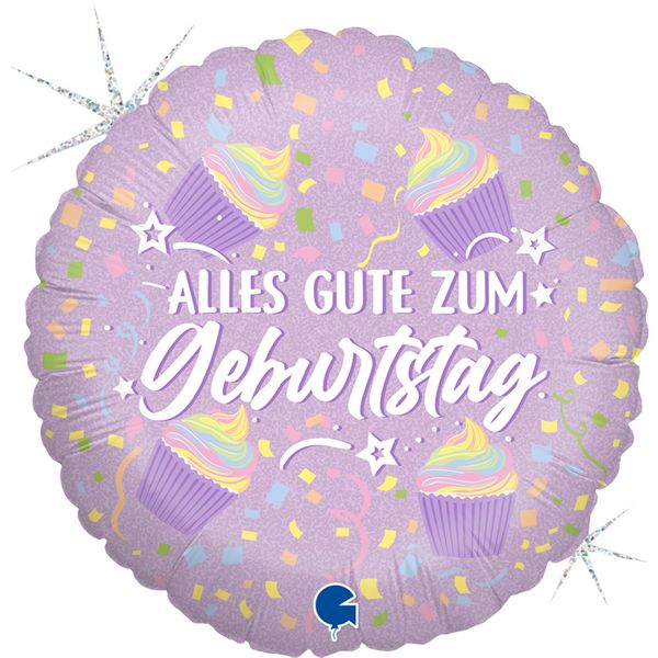 Happy Birthday rosa Muffins Folienballon 45cm