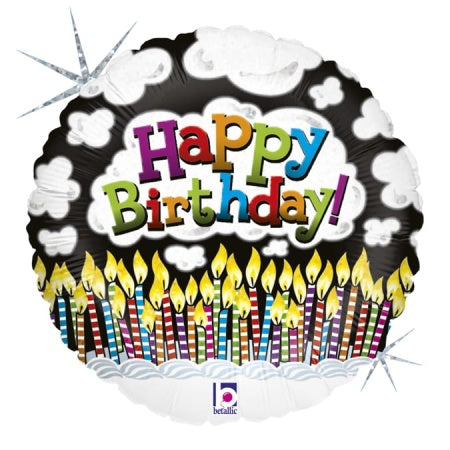 Happy Birthday Wolkenkerzen Folienballon 45cm