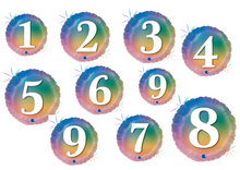 Lade das Bild in den Galerie-Viewer, Zahlenballons mit Aufdruck 1-9 rainbow effekt befüllt oder unbefüllt
