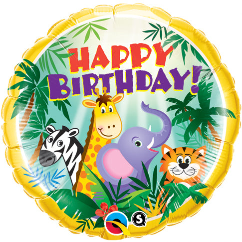 Happy Birthday Dschungelparty Folienballon 45cm