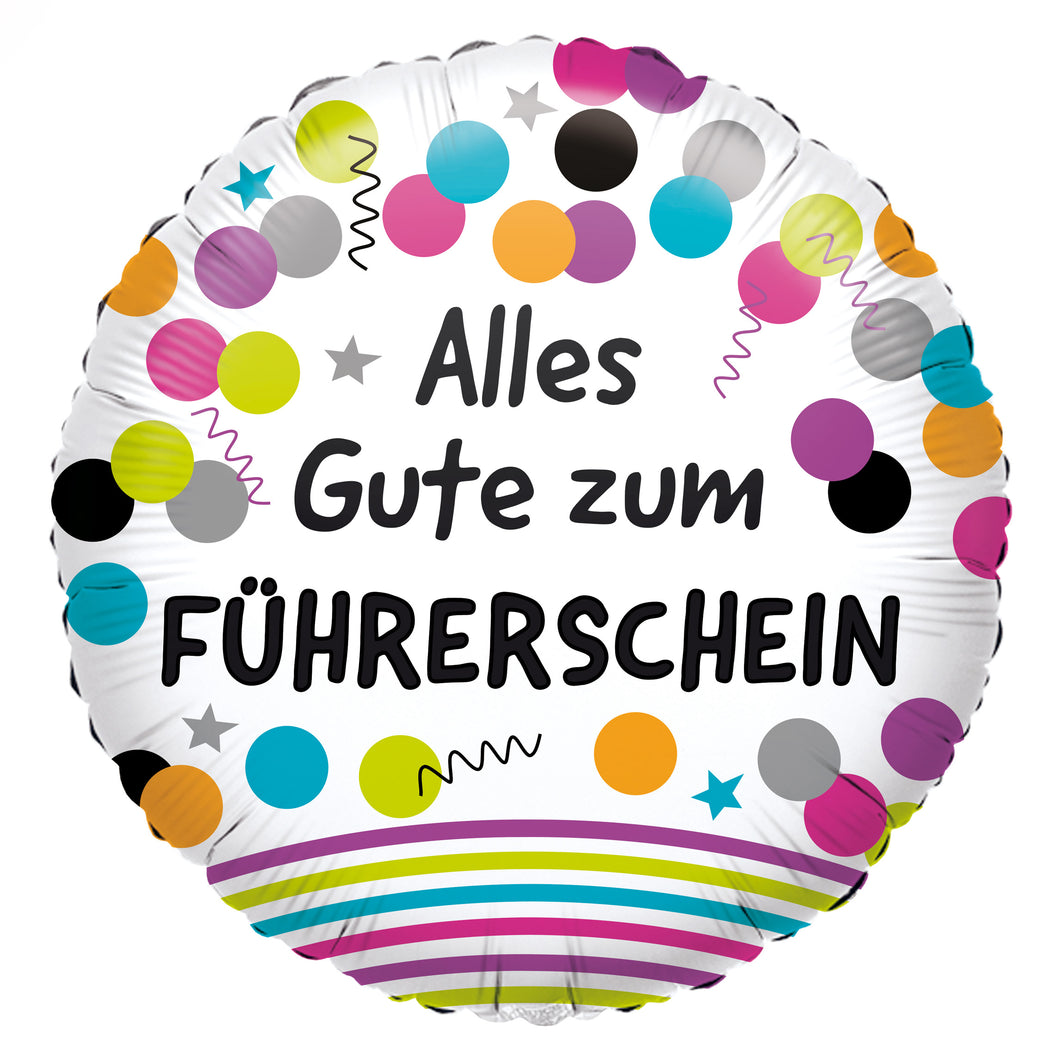 Alles Gute zum Führerschein Folienballon 45cm